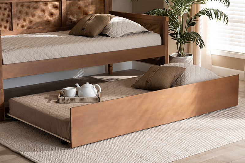 Cambridge Modern and Contemporary Ash Walnut Finished Twin Size Trundle Bed