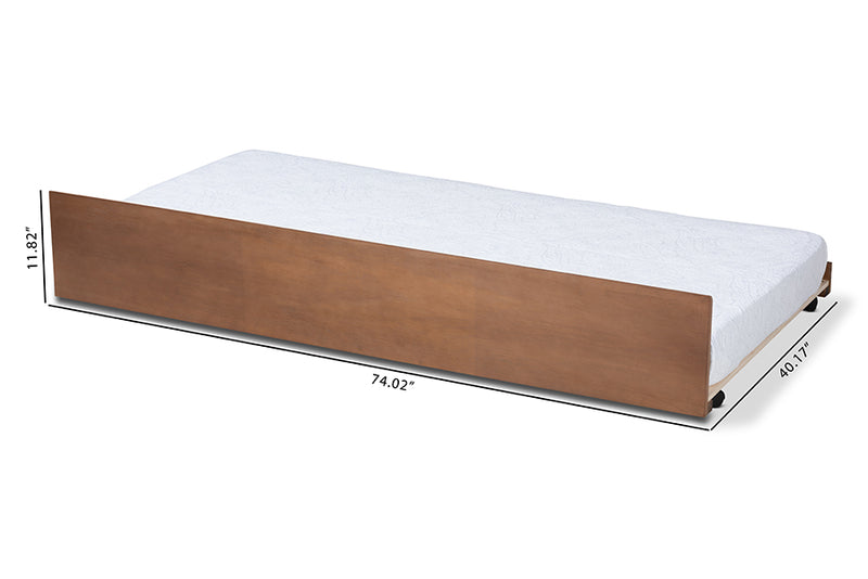 Cambridge Modern and Contemporary Ash Walnut Finished Twin Size Trundle Bed