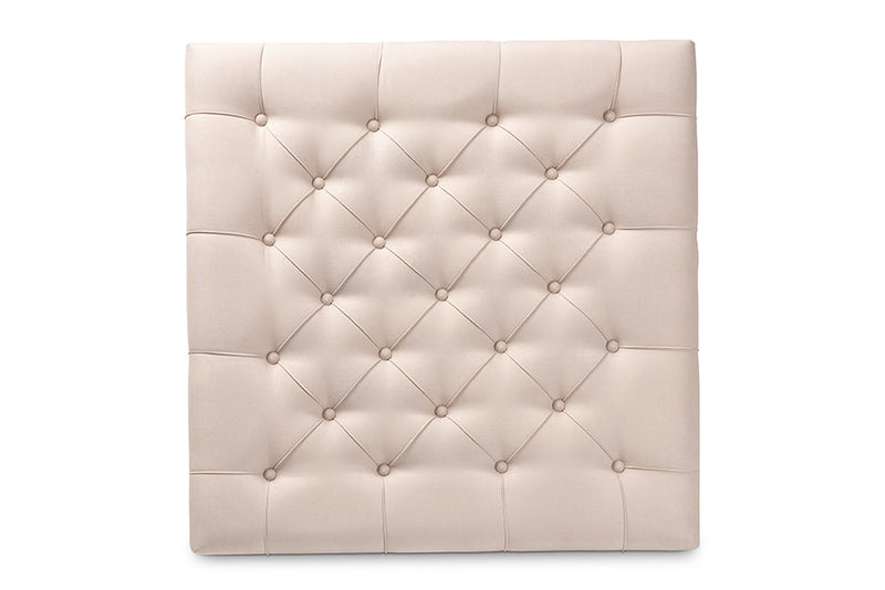 Chaela Beige Linen Fabric Upholstered and Greywashed Wood Cocktail Ottoman Baxton