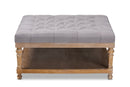 Chaela Gray Linen Fabric Upholstered and Greywashed Wood Cocktail Ottoman Baxton
