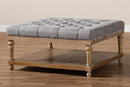 Chaela Gray Linen Fabric Upholstered and Greywashed Wood Cocktail Ottoman Baxton