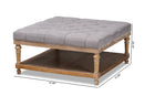 Chaela Gray Linen Fabric Upholstered and Greywashed Wood Cocktail Ottoman Baxton