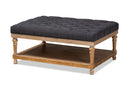 Franklin Charcoal Linen Fabric Upholstered and Greywashed Wood Cocktail Ottoman Baxton