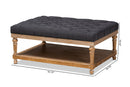 Franklin Charcoal Linen Fabric Upholstered and Greywashed Wood Cocktail Ottoman Baxton