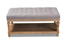 Franklin Gray Linen Fabric Upholstered and Greywashed Wood Cocktail Ottoman Baxton