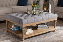 Franklin Gray Linen Fabric Upholstered and Greywashed Wood Cocktail Ottoman Baxton