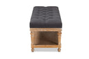 Vida Charcoal Linen Fabric Upholstered and Greywashed Wood Storage Bench Baxton