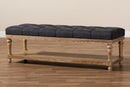 Vida Charcoal Linen Fabric Upholstered and Greywashed Wood Storage Bench Baxton