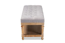 Vida Gray Linen Fabric Upholstered and Greywashed Wood Storage Bench Baxton