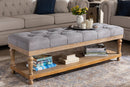 Vida Gray Linen Fabric Upholstered and Greywashed Wood Storage Bench Baxton