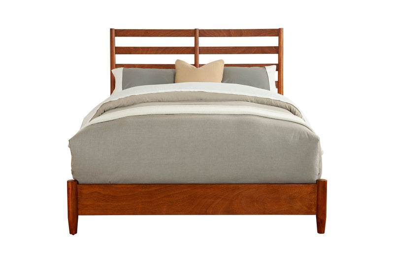 Melbourne Queen Bed, w/Slat Back Headboard, Acorn Alpine