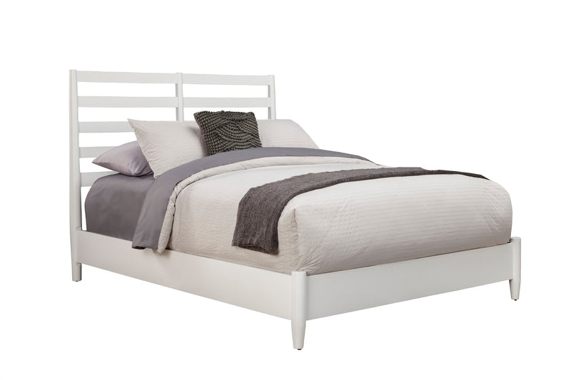 Melbourne Queen Bed, w/ Slat Back Headboard, White Alpine