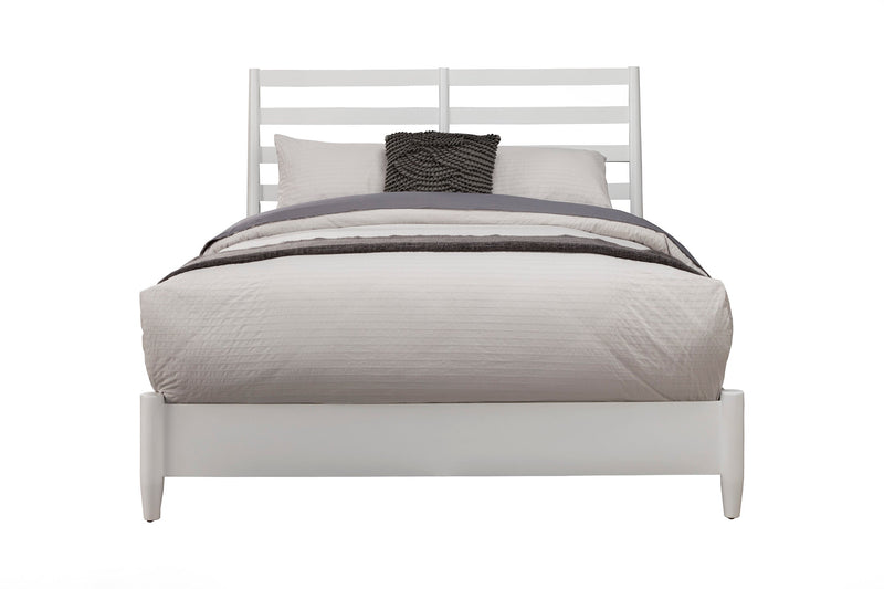 Melbourne Queen Bed, w/ Slat Back Headboard, White Alpine