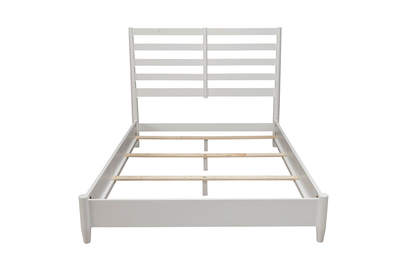 Melbourne Queen Bed, w/ Slat Back Headboard, White