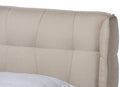 Candace Light Beige Fabric Walnut Brown Queen Size Platform Wingback Bed Baxton