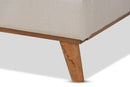 Candace Light Beige Fabric Walnut Brown Queen Size Platform Wingback Bed Baxton