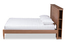 Haviland Rustic Ash Walnut Brown Queen Size Platform Storage Bed w/Shelves Baxton