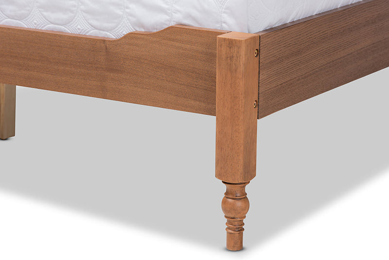 Haviland Rustic Ash Walnut Brown Queen Size Platform Storage Bed w/Shelves Baxton