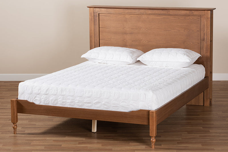 Haviland Rustic Ash Walnut Brown Queen Size Platform Storage Bed w/Shelves Baxton
