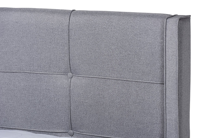 Nura Gray Fabric Ash Walnut Brown King Size Platform Bed Baxton