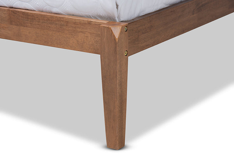 Nura Gray Fabric Ash Walnut Brown King Size Platform Bed Baxton