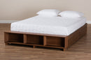 Michi Ash Walnut Brown Full Size Platform Bed w/Shelves Baxton