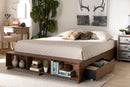 Michi Ash Walnut Brown Queen Size Platform Bed w/Shelves Baxton