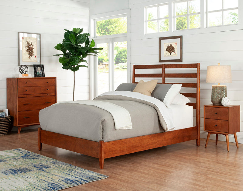 Melbourne Queen Bed, w/Slat Back Headboard, Acorn Alpine
