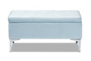Nicola Light Blue Velvet Fabric Upholstered Silver Finished Storage Ottoman Baxton