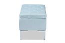 Nicola Light Blue Velvet Fabric Upholstered Silver Finished Storage Ottoman Baxton