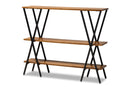 Natalia Walnut Brown and Black Finished Metal Console Table Baxton