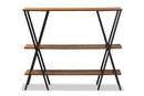 Natalia Walnut Brown and Black Finished Metal Console Table Baxton