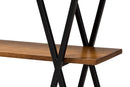 Natalia Walnut Brown and Black Finished Metal Console Table Baxton