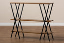Natalia Walnut Brown and Black Finished Metal Console Table Baxton