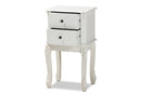 Dericia French White 2-Drawer End Table Baxton