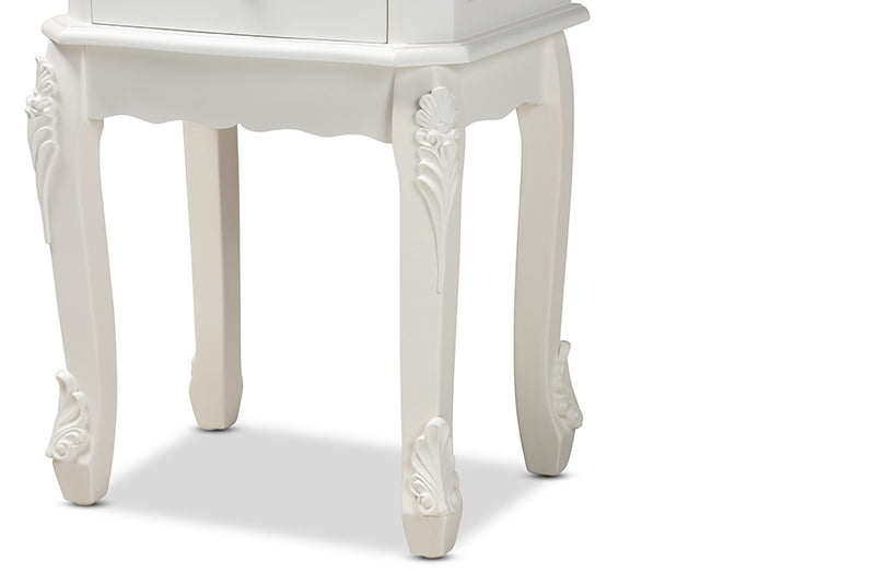 Dericia Classic and Traditional French White Finished Wood 2-Drawer End Table