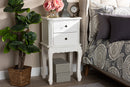 Dericia French White 2-Drawer End Table Baxton