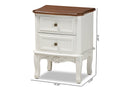 Aveena French White and Cherry Brown 2-Drawer End Table Baxton
