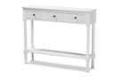 Zala French Farmhouse White 3-Drawer Entryway Console Table Baxton