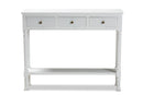Zala French Farmhouse White 3-Drawer Entryway Console Table Baxton