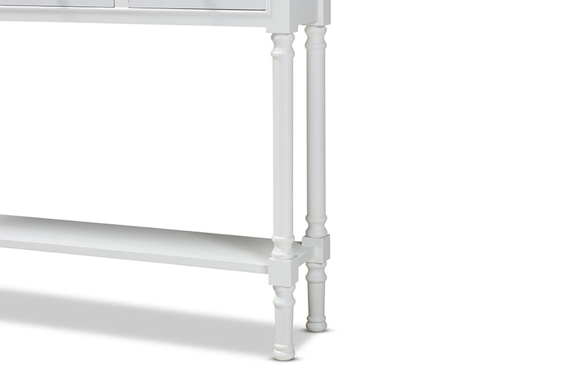 Zala Classic and Traditional French Farmhouse White Finished Wood 3-Drawer Entryway Console Table