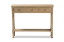 Zala French Farmhouse Oak Brown 3-Drawer Entryway Console Table Baxton