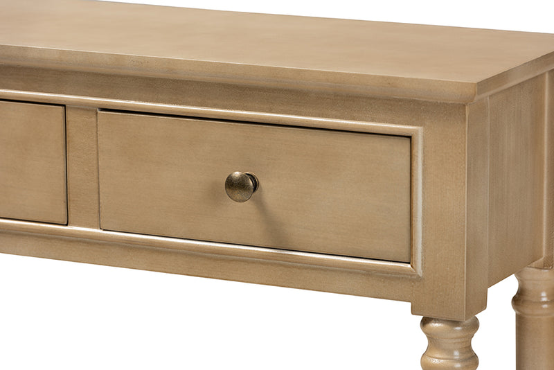 Zala Classic and Traditional French Farmhouse Oak Brown Finished Wood 3-Drawer Entryway Console Table