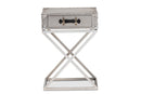 Garan Industrial Silver Metal 1-Drawer End Table Baxton
