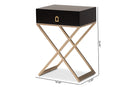 Marelli Black and Powder Coated Brass Effect Metal 1-Drawer End Table Baxton