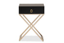 Marelli Black and Powder Coated Brass Effect Metal 1-Drawer End Table Baxton