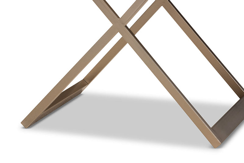 Marelli White and Powder Coated Brass Effect Metal 1-Drawer End Table Baxton