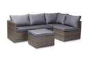 Thelma Gray Polyester Brown Finished 4Pc Woven Rattan Outdoor Patio Set Baxton