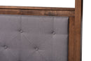 Sunderland Gray Fabric Walnut Brown Queen Size Platform Canopy Bed Baxton