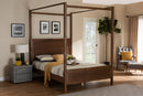 Corsa Walnut Brown Queen Size Platform Canopy Bed Baxton